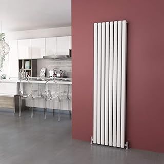 ELEGANT Vertical Radiator Double Oval Panel Column Central Heating Designer Radiators (1800x480mm Double, White)