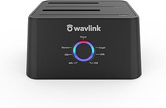 WAVLINK USB 3.0 Dual Bay SATA External Hard Drive Docking Station for 2.5 Inch and 3.5 Inch HDD/SSD Support Offline Clone/Backup Functions - Black, Dual Bag