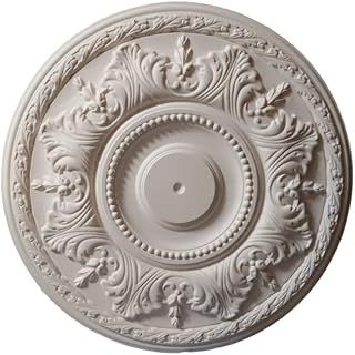 Plaster Ceiling Rose Victorian Floral Leaf 18" 460mm Inc Adhesive & Fixing Kit