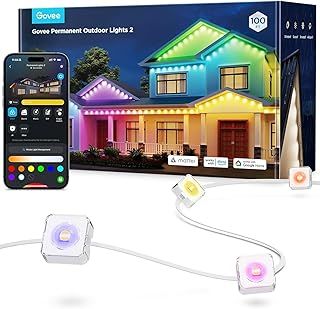 Govee Permanent Outdoor Lights 2, 30M RGBIC With 72 LED, 40lm, IP67 Waterproof Smart Eaves Lights, 100 Scene Modes for Decor, Works With Alexa, Google Assistant, White