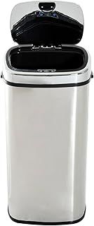 HOMCOM 68L Sensor Bin with Soft-Close Lid, Automatic Touchless Motion Sensor Kitchen Bin with Fingerprint Resistant Stainless Steel for Hygienic Gyms, Home Office Use, Silver Tone