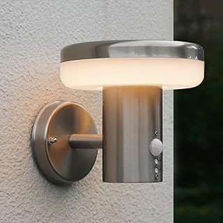 NBHANYUAN Lighting Outdoor Wall Light with Motion Sensor,Outside Light Fixtures,SUS304 Stainless Steel Outdoor Wall Lamps 3000K Warm Light for Front Door,Porch,Patio,Silver,1000LM