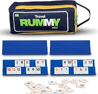 Point Games: Mini Travel Rummy Game Set with 106 Tiles and Four 2 Tier Exclusive Playing Racks in Super Durable Travel Bag