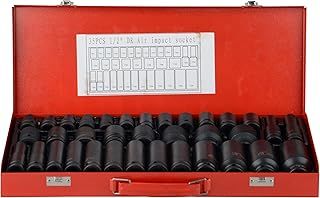 35pcs 1/2" Drive 6 Point 8-32mm Metric Deep Impact Socket Set Car Garage Tools