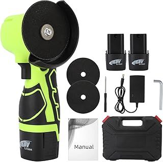Mini Angle Grinder, 18V 550W Brushless Cordless Angle Grinder with Batteries and Diamond, Cutting Wheel Saw Blade Polishing Sheet, Brush-Less Polishing Machine for Grinding Cutting Polishing (Green)