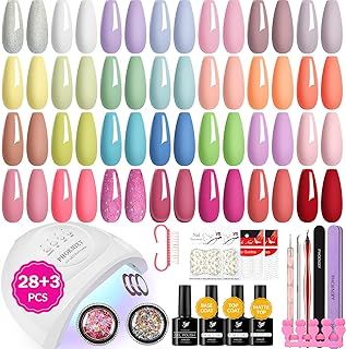 PHOENIXY Gel Nail Kit, 28 Colors All Season Polish Set With Lamp Starter, Soak Off Nail Polish, Gift Set for Women Manicure Salon at Home