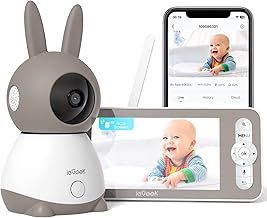 ieGeek 2K Wifi Baby Monitor with Camera and Night Vision, Phone App & 5" Split Screen&App Control, 3000mAh Battery, Automatic tracking, Vox Mode, PTZ, Crying Detection, Humidity & Temperature Sensor