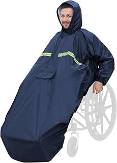 ANYOO Waterproof Wheelchair Poncho Cover with Sleeves, Lightweight Rain Poncho Cape Shield with Elastics Provide Dry Protection for Wheelchairs, Unisex, One Size