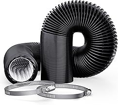 Adair 4inch x 10ft (3M) Tumble Dryer Vent Hose 100mm Black, Flexible Aluminium PVC Ducting, Includes Clamps, for Air Conditioner, Bathroom Extractor Fan (3 Metre)