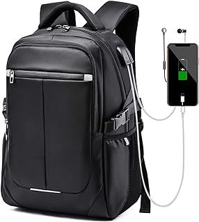 Business Laptop Backpack Water Resistant School Rucksack with USB Charging Port for Women Men, Fits 15.6 Inch Laptop and Notebook