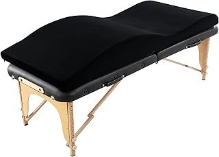 HOMBYS Ergonomic Curvy Foam Massage Bed Mattress Topper, 70" x 23", Queen Size, Black, Velvet Cover, Zipper Closure, Machine Wash, Non-Slip, Ergonomic Design