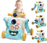 3 in 1 Baby Learning Walker with Music, Multifunctional Activity Centre Blue Walker for Babies, Educational Learning Birthday Gift for Boys Girls (Blue)