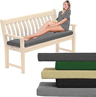 Outdoor Waterproof Bench Rattan Cushion Pad for Garden 2/3/4 Seater 108/143/170cm Thick Long Bench Chair Cushions Pad for Swing Patio (4 Seater-170x52x6cm, Charcoal Grey)