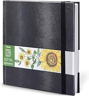 Ohuhu Sketchbook Hardcover - 156 Pages/78 Sheets - 200GSM Very Thick Smooth Drawing Papers - Portrait - PU Hardback Square Sketch Book for Alcohol Marker, Drawing & Sketching, 8.3"×8.3"