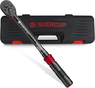 SUERCUP 3/8-Inch Drive Click Torque Wrench - 5-45 Ft-Lb/6.8-61Nm, ±3% High Accuracy Torque Wrench，Dual-Direction Adjustable 72 Tooth Click Torque Wrench for Bike, Motorcycle and Car Repair