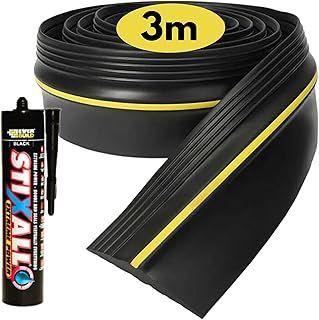 Universal Fit Garage Door Seal 3m Long Piece - Comes with Extra Strong Adhesive - Premium Quality Rubber Garage Draught Excluder, Weatherproof Storage Door Threshold Sealing Kit