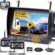 Wireless Reversing Camera Kit for Vans, HD 2 Rear View Cameras System, 7 inch DVR Waterproof Night Vision Car Reverse Camera for Caravan Motorhome Campervan Trailer Yakry Y28