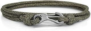 Carabiner Climbing Bracelet - Made from Stainless Steel and Durable Rope - Handmade in The UK - Adjustable Rope Bracelet for Men - Waterproof Climber Bracelet - (Forest Green & Black)
