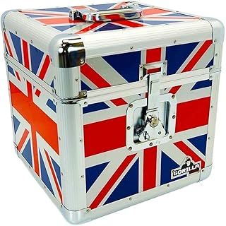Gorilla 12" LP Vinyl Record Storage Box Flight Carry Case Holds 100pcs Union Jack