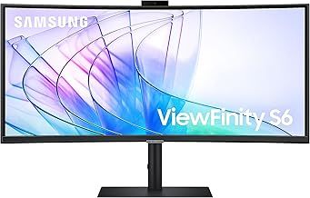 Samsung LS34C652VAUXXU WQHD Viewfinity S6 34" Monitor with Webcam - 3440x1440, 1000R Curved, Speakers, USB-C, LAN, Height Adjust
