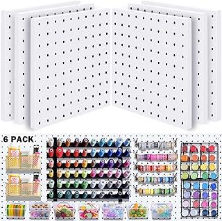 6Pcs Pegboard, Pegboard Wall Organizer, Mount Display Pegboard Kits fit Pegboard Organizer and Storage, Small Pegboard for Craft Room Garage Kitchen, Peg boards for Walls - White Pegboards Panels
