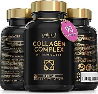 Advanced Collagen Complex | 1593mg Vitamin Boosted Complex for Glowing Hair, Skin & Nails | 90 High Strength Capsules | Premium Bovine Supplements for Women & Men, Made in The UK