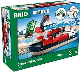 BRIO World Railway Harbour Cargo Set for Kids Age 3 Years Up - Wooden Train Set Accessories and Add Ons