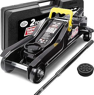 DEUBA® Hydraulic Low Profile 2 Tonne Trolley Jack for Cars | Lift Height 85-330 mm | Suitable for Lowered Vehicles | Equipment Case & Rubber Pad | Portable Heavy Duty Floor Jack Kit