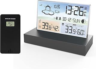Weather Station with Outdoor Wireless Sensor, Digital Weather Station for Home- LCD Digital Weather Stations with Alert and Temperature/humidity/forecast/moon Phase/alarm Clock/date Time