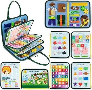 Busy Board for Toddlers Felt Educational Montessori Toys Early Development & Activity Fine Motor Skills, Busy Book 1 2 3 | Sensory Board, Kids Toys Gifts for Boys Girls Birthday Christmas