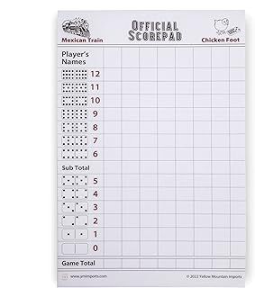 Yellow Mountain Imports 3-Pack Mexican Train and Chicken Foot Dominoes Scorepad - 180 Sheets