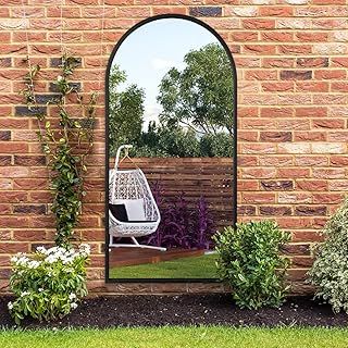 The Arcus - Black Framed Modern Full Length Arched Garden Wall Mirror,160 x 80cm