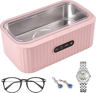400ML Ultrasonic Cleaning Machine, 45KHZ Multi-Functional Automatic Cleaning Glasses Makeup Tool Cleanser, Portable Brush Cleaner Low Noise for Glasses Jewelry Watches Rings Bands Dentures(Pink)