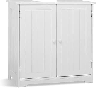 Mondeer Under Sink Cabinet,Bathroom Floor Cabinet with 2 Doors and 2 Shelves Wooden Space Saving Free Standing 60 x 30 x 60 cm White