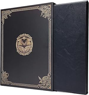 Game Master Screen - 38.5in Landscape DM Screen Compatible with Dungeons and Dragons and Other TTRPG - Faux Dragon Skin with Clear Dry Erase 8.5 x 11 Pockets - Slipcase Stores with DND Books - Black
