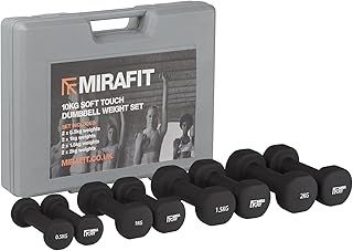 Mirafit 10kg Dumbbell Weight Set with Carry Case - Black
