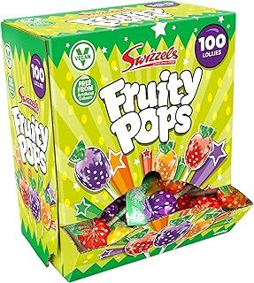 Swizzels Fruity Pops Dispenser Box, Vegan Friendly Sweets, (100 Lollipops per Box)