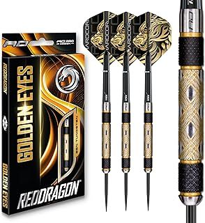 RED DRAGON - Golden Eye - 22g, 24g, 26g, 28g, 30g, 32g Professional 85% Tungsten Darts Set with Flights and Stems