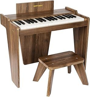 Kids Piano Keyboard, 37 Keys Digital Piano for Kids, Music Educational Instrument, Wood Piano for 3+ Girls and Boys (Walnut Basic)