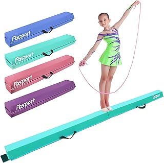FBSPORT Gymnastics Beam 8ft 9ft 10ft PU Leather, Folding Balance Beam Gymnastics Equipment for Home Girls Kids Adults Training, with Carry Handles Anti-Slip Base
