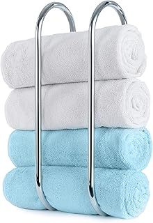 LIVIVO Wall Mounted Chrome Towel Holder Shelf Bathroom Storage Rack Rail-Made From Sturdy Steel With A Chrome Finish