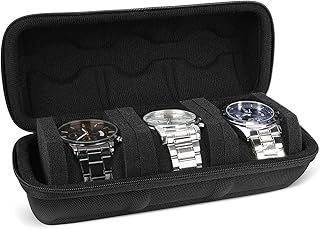 WisePoint 3 Slot Watch Box, EVA Watch Holder Box Watch Storage Box for Men and Women, Watch Travel Case with Detachable Sponge Jewellery Box for Most Watches and Smart Watch (black)