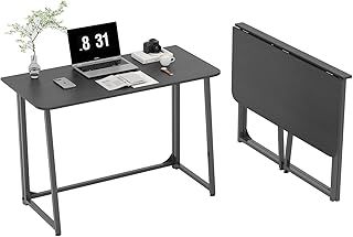 Flrrtenv Small Foldable Desk for Small Spaces, 31 Inch Folding Desk Space Saving Computer Desk, Lightweight and Portable Picnic Table Camping Desk Outdoor Table, Small Home Office Desk, White
