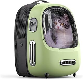 PETKIT Cat Backpack Carrier Bag with Inbuilt Fan & Light, Ventilated Cat Bubble Backpack for Cat Puppy Up to 8KG, Airline Approved, Padded and Lightweight for Travel Hiking Walking Camping, Green