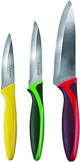 CULINARE C33006 3 Piece Knife Set, Multicolour, Stainless Steel, Multiple Sizes, 3 x Kitchen Knives, Smooth Cutting/Firm Grip/Non-Slip Handle, Dishwasher Safe