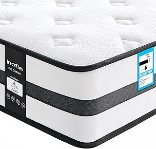 Inofia Sleep Double Mattresses 4FT6, Memory Foam Sprung Hybrid Mattress 10 Inch, 7-Zone Support & Sleep Cooler, Medium Firm Original Collection, 100 Night Home Trial