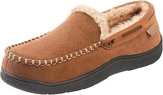 Zigzagger Men's Microsuede Moccasin Slippers Memory Foam House Shoes