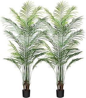 CROSOFMI Artificial Plants Areca Palm 170cm Fake Tropical Tree Faux Plants for Indoors and Outdoors Artificial Foliage and Plastic Pot for Party Office Home House Decorations (2 PACK)