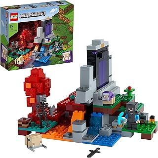 LEGO 21172 Minecraft The Ruined Portal Building Toy with Steve and Wither Skeleton Figures, Gift Idea for 8 Plus Year Old Kids, Boys & Girls