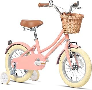 Glerc Little Molly 12-20 Inch Kids Retro Girls Bike for 2-13 Year Old with Wicker Basket & Stabilisers/Kickstand, Multiple Colors